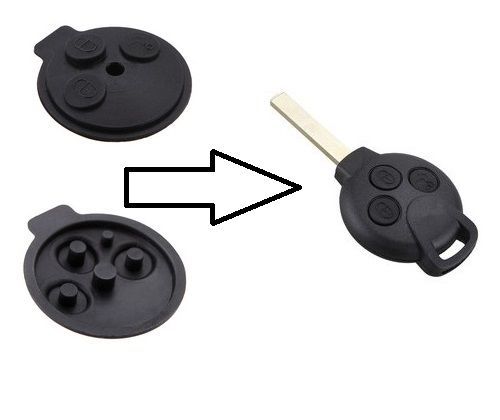 Smart fortwo II 2º Geraçao Tecla borracha P/ Capa da chave 3 botoes