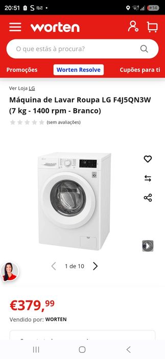 Máquina de lavar roupa lg