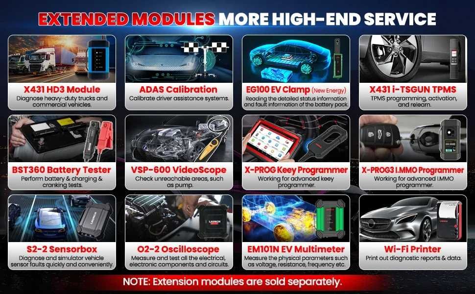 Launch X431 PRO3S+ ELITE HD Maq Diagnóstico Ligeiros + Pesados (NOVO)
