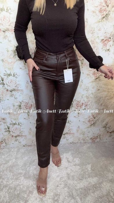 Spodnie Brązowe Woskowane Wychodzą Wieksze M