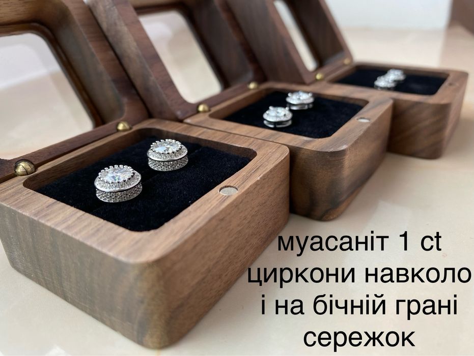 Муасаніт конкурент діамантів 1 карат солітер муассанит сережки пусети