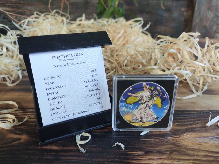 Монета серебро 1$ США 2022.Уже коллекционная редкость-тираж 99 штук!!!