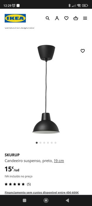 Candeeiros Ikea Novos