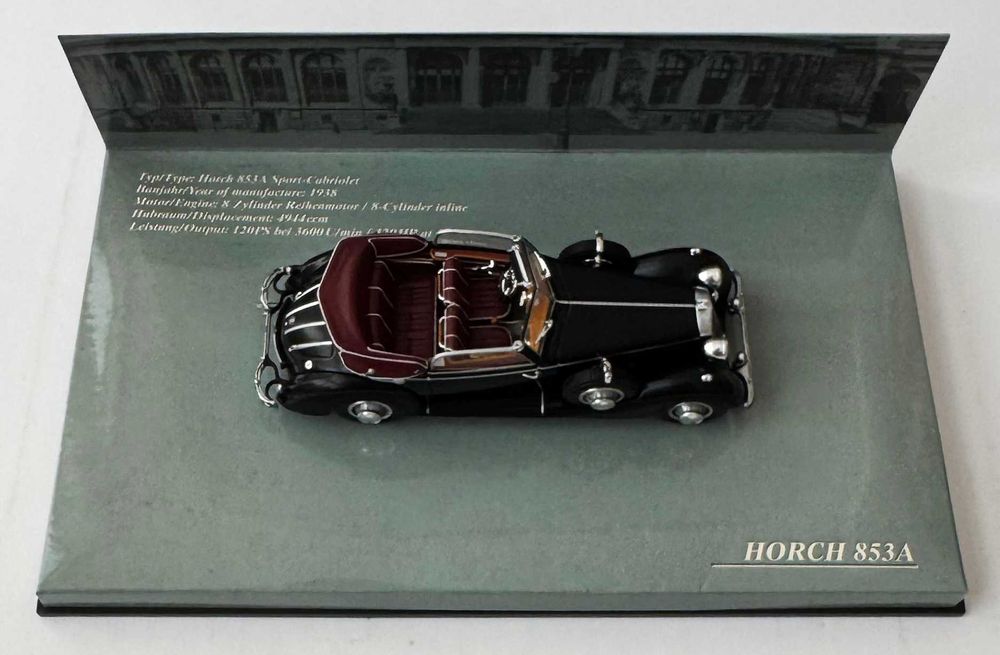 Minichamps 1938 HORCH 853A Sport-cabriotet Baujahr Esc.:1/43. Completo, como novo.