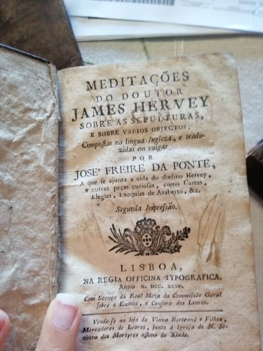 Meditações do Dr. James Hervey sobre as Sepulturas, 1794