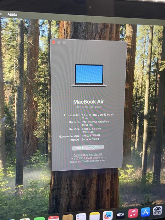 Apple MacBook Air 13" Retina (2020) | Intel Core i3 | 8GB RAM | 256GB SSD | Bateria 112 Ciclos | Completo na Caixa