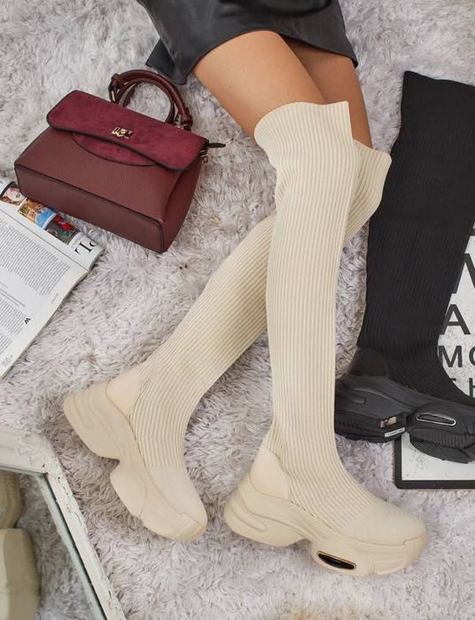 Beżowe kozaki za kolano 41 nowe