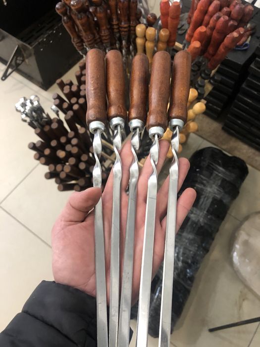 Шампура з дерев’яною лаковою ручкою. НЕРЖАВІЙКА. 2мм та 3мм + чохол