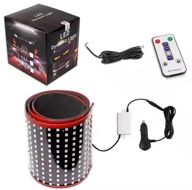 Гнучка LED панель Очі диявола на авто 2шт 16x80 см, Devil Eyes, 12/24V, 34 режими, Bluetooth, управління з пульта