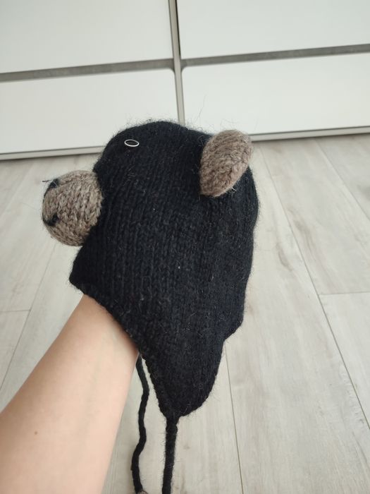 Дитяча тепла шапка “Ведмедик”  | р. 52+ | б/у, гарний стан