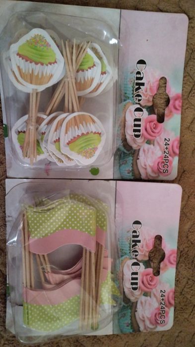 Шпажки, прапорці для кексів, гамбургерів, 2 набори по 24 шт