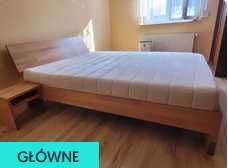 Łóżko drewniane + stelaż + materac Rumba Hilding + 2 stoliki