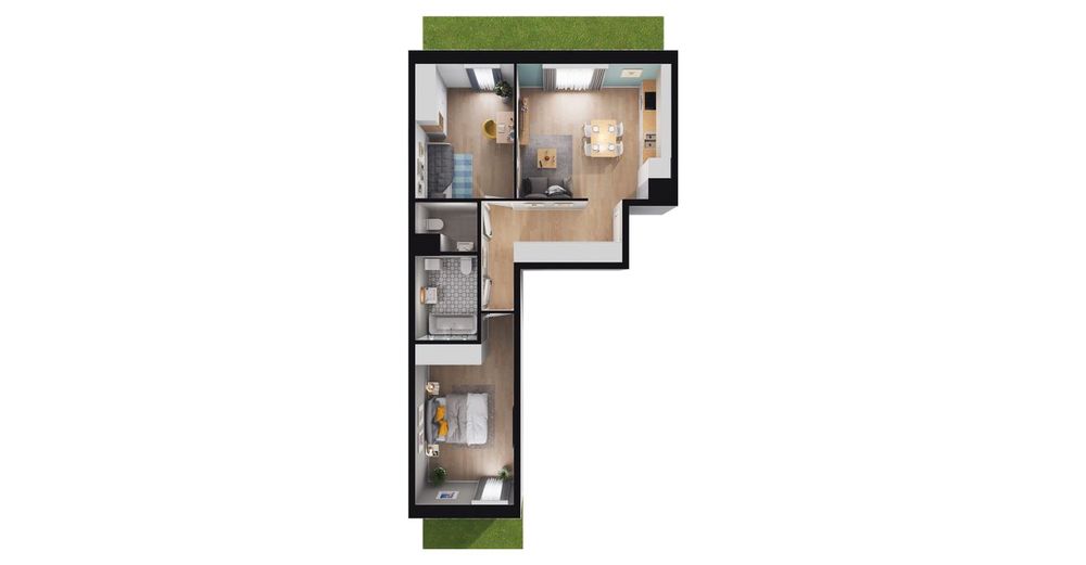 3-pokojowe mieszkanie 61 m² + 2 ogródki - Widok 2