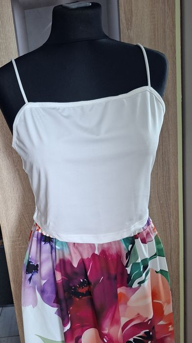 Biała koszulka, top na ramiączkach  XL