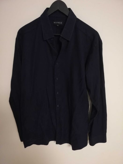 koszula Vistula granatowa XL kołnierz 43 na  188-194 slim 100% bawełna