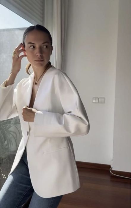 Блейзер жакет святковий білий Zara, L-XL