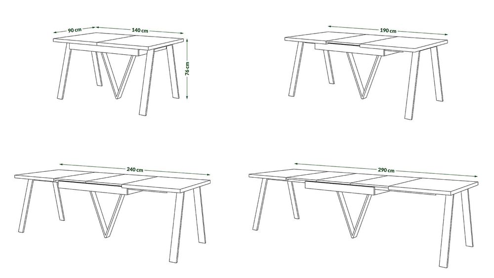 AVERY 15 kolorów  STÓŁ LOFTOWY/do salonu/jadalni ROZKŁADANY DO 290 cm