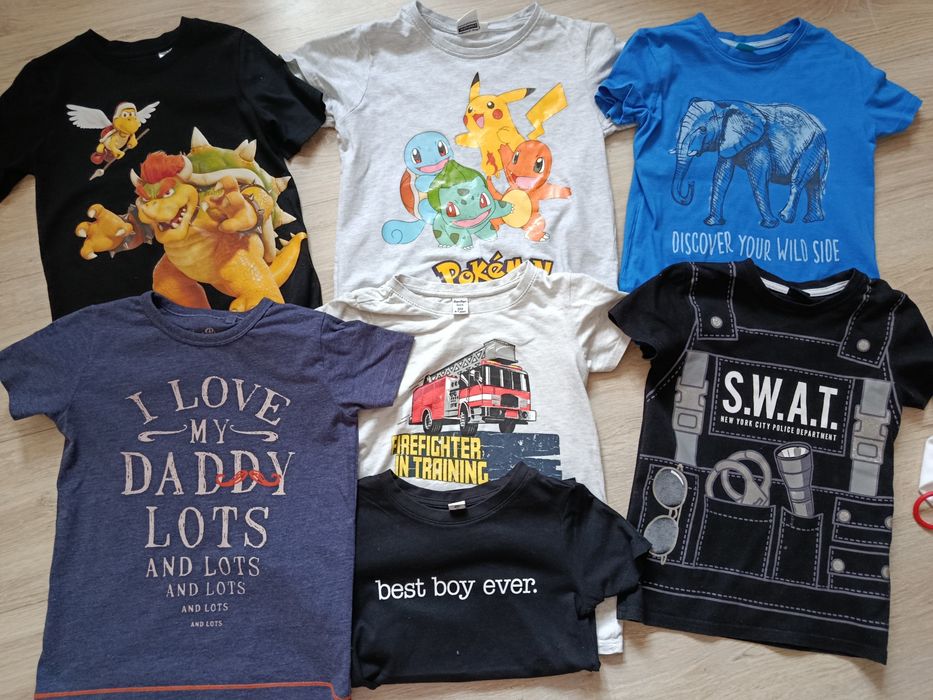 T-shirt Mario Pokemon zestaw koszulek 116/122 T-shirty paka chłopiec