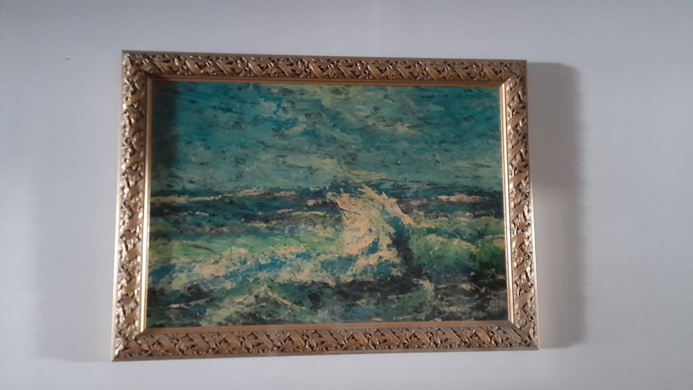 Triptico de 3 Quadros Originais a Óleo - Conceito Mar, Terra e Sol