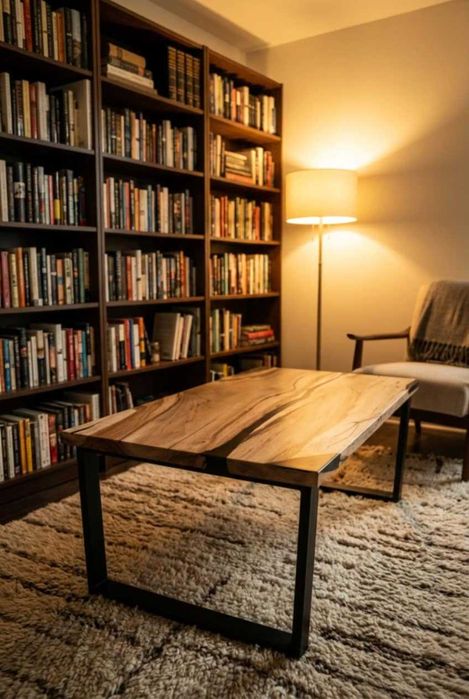 Stolik kawowy orzech włoski + żywica