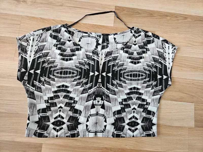 Bluzka krótka H&M – czarno-biała, rozmiar 10 (M/38) |Bardzo dobry stan