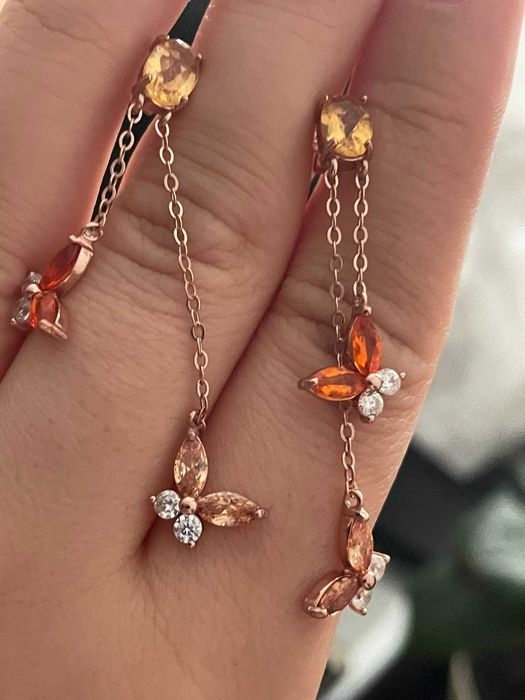 Серебряные серьги 925 пробы с сапфиром цитрином топазом