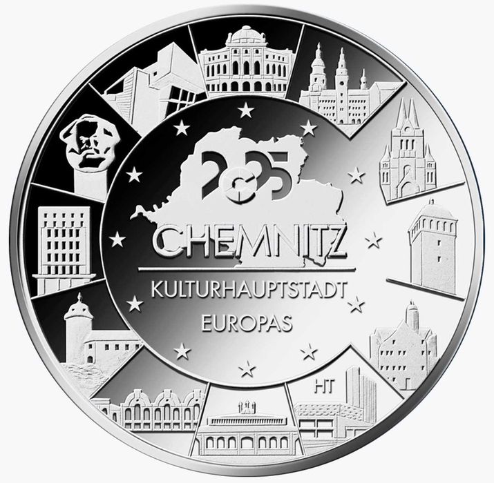 20 Euro Niemcy 2025 r - J - Ag925 -  Chemnitz + Prezent