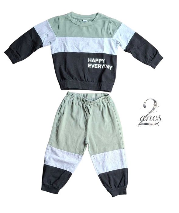 SHEIN Tricolor Sweater and Pants Set for 2-Year-Olds