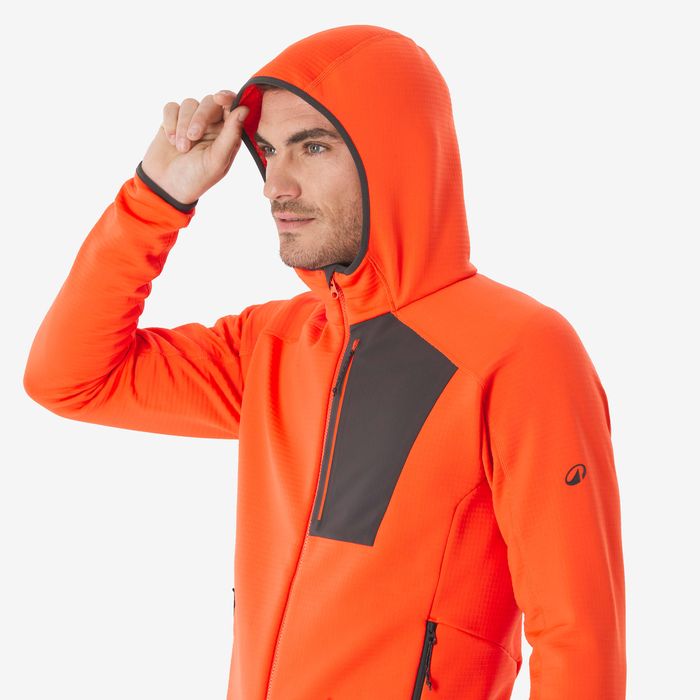 Casaco polar de caminhada na montanha homem MH500 fecho vermelho