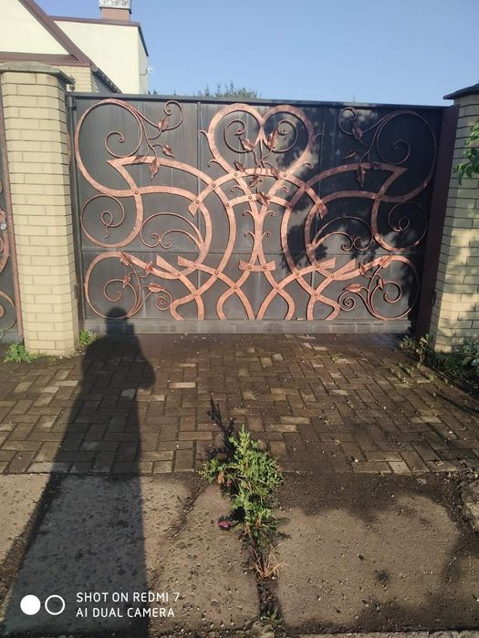 В'їзна група: ковані ворота 3 метри ширина та 2метри висота