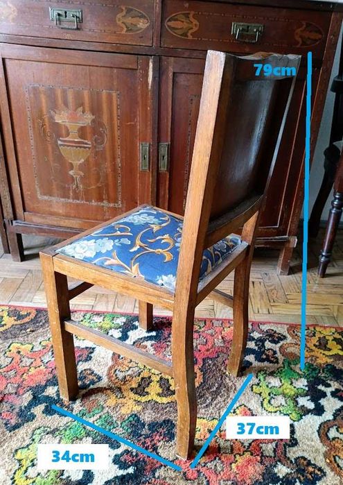 Cadeira madeira 1930 art déco com assento estofado para restauro