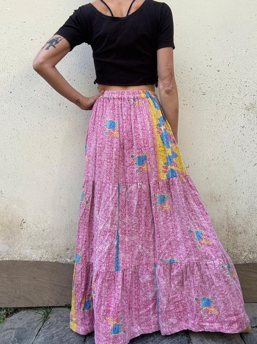 Spódnica bawełniana długa maxi India vintage kantha