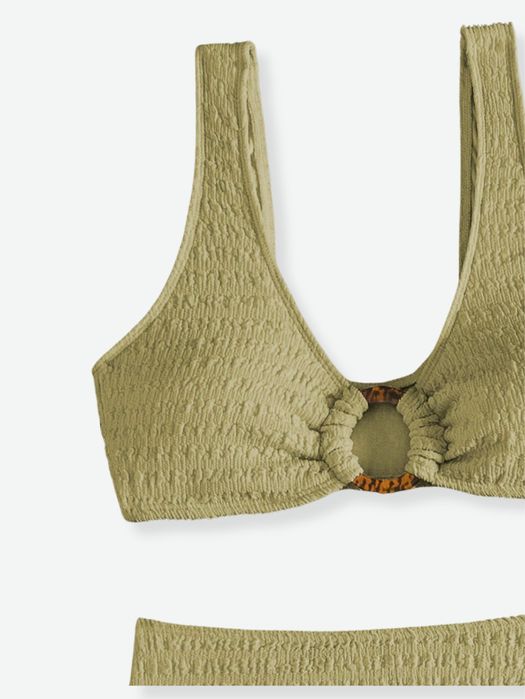 Текстурований комплект бікіні з високою талією