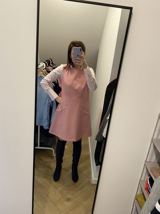 Elegancka sukienka SIMPLE r.42 różowa pudrowy róż