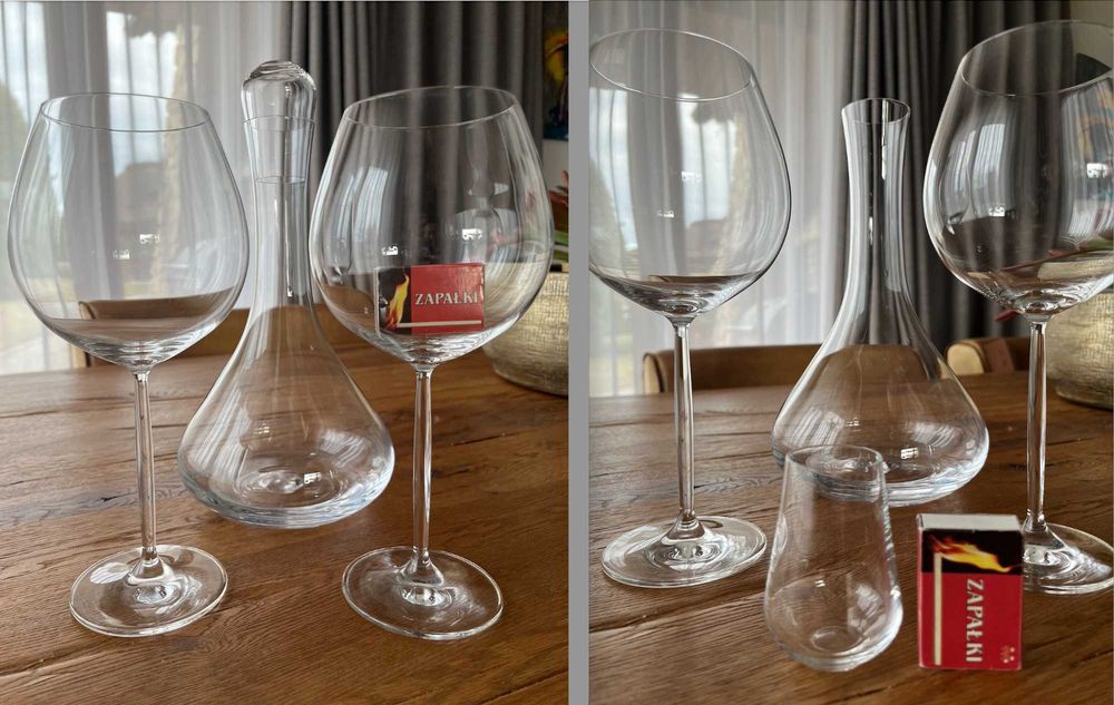 Komplet **DUŻE** 2x kieliszek do wina Burgund 839 ml + 1x karafka dekanter 1400 ml