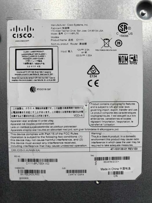 Маршрутизаторы Cisco C1111-8PLTEEA(Permanent лицензии) безнал/гарантия