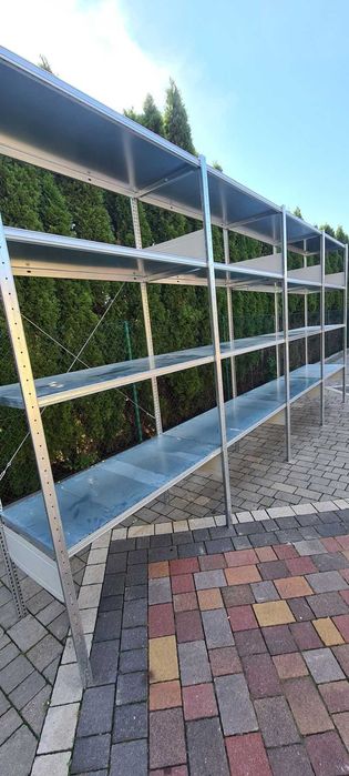 Regały półkowe do kontenera używane 60cm gł x1100cm x200 wys 40FT