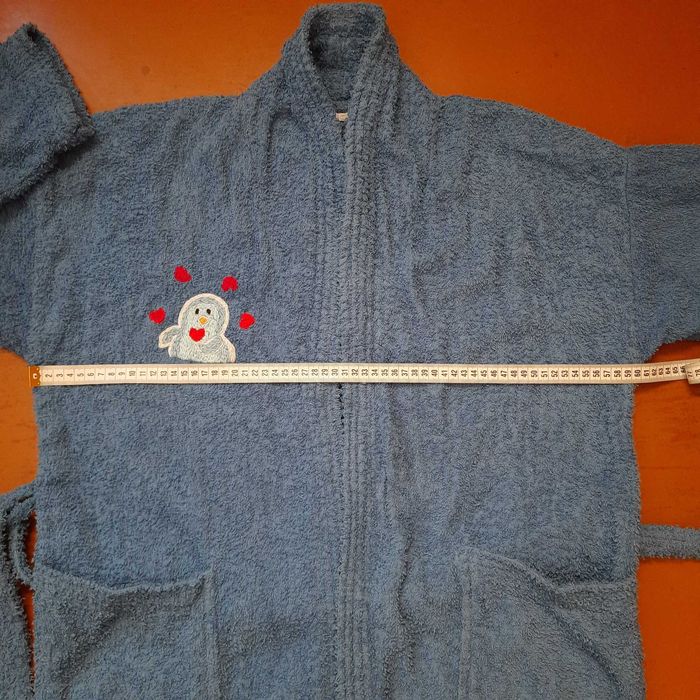 Халат жіночий махровий бавовняний синій, розмір L, 100% бавовна