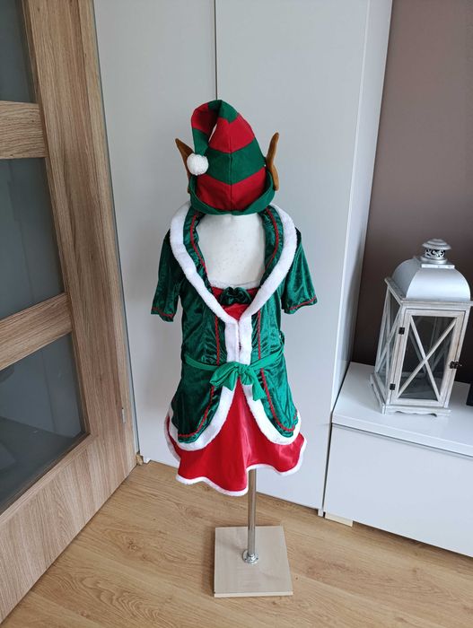 Strój karnawałowy sukienka ELFA KRASNALA SKRZATA Elfka 146/152  370