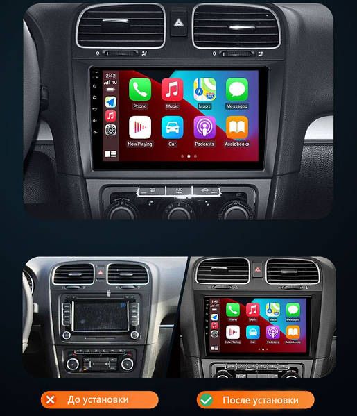 Якісна магнітола CarPlay швидкий процесор Volkswagen GOLF 6 VW Гольф 6