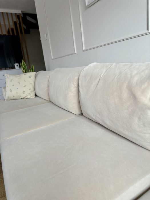 Beżowy duży narożnik rozkładany