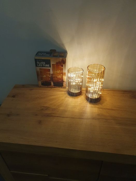 Zestaw 2 Szklanych Lampionów Tub Led