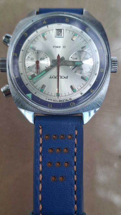 stary zegarek poliot chronogran  strumanski 3133  z datownikiem