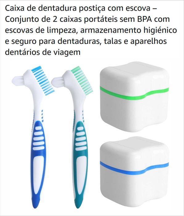Caixa de dentadura postiça com escova