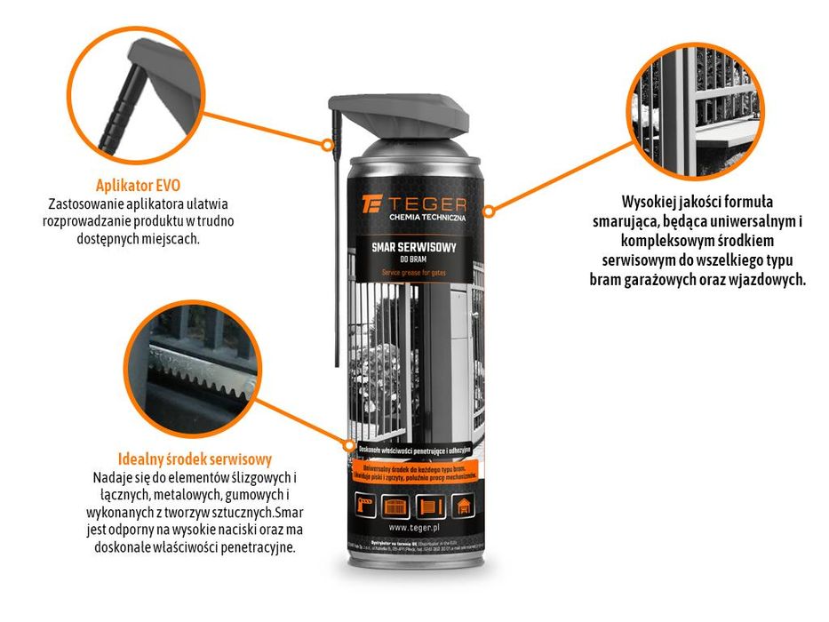 Smar serwisowy do bram  z aplikatorem EVO 500 ml / TEGER