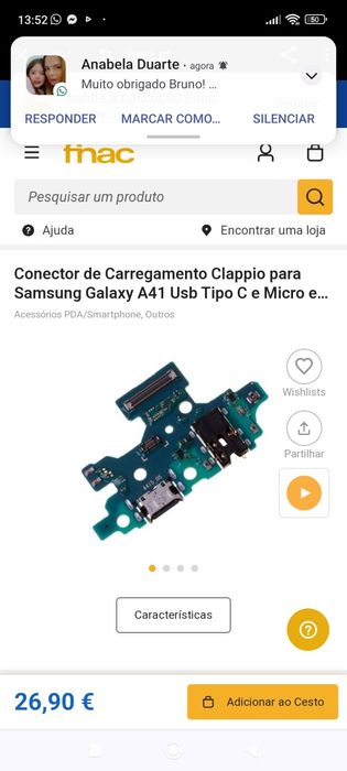Conector de carregamento Samsung A41