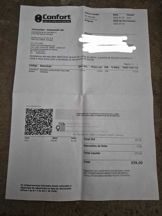 Máquina de lavar roupa TEKA - 8 kg