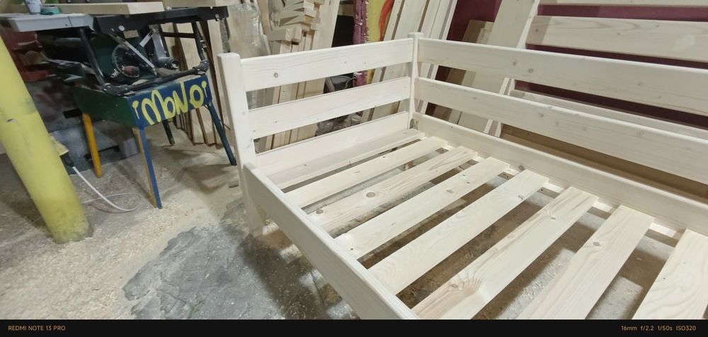 Ліжко деревʼяне 90*200, ліжко односпальне, ялиця, деревʼяне