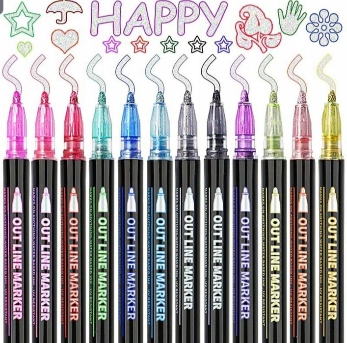 Mazaki Magic Markers Podwójna linia 12szt KOMPLET dla dzieci szkoły