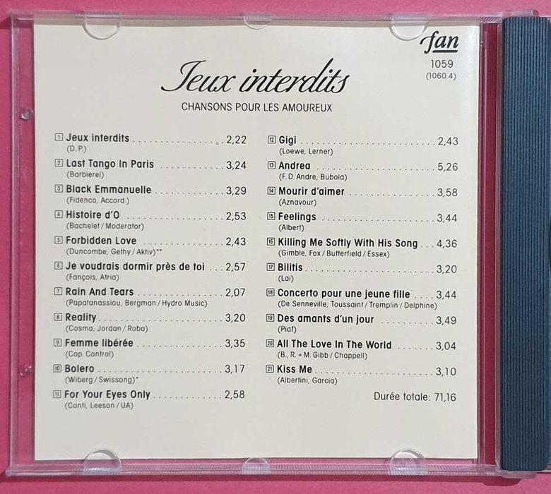 CD - Jeux Interdits - Chansons pour les amoureux